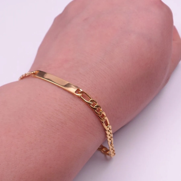 5St Lot Id Armband Rostfritt Stål Guld För Kvinnor Män Presenter 4Mm 8.66'' Gold 22cm