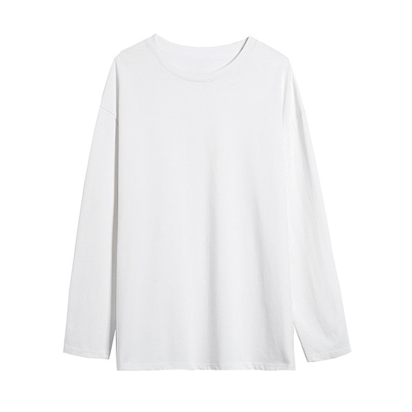 Plus Størrelse Langærmede T-Shirt Mænds Forår Og Efterår Trend Pullover Toppe Løs Indre Slid Casual Bund Trøje 2024 Ny White 5L