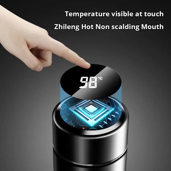 1 st 500ML smart isolering rostfritt stål färgglad kopp mini termos kopp vattenflaska LED digital temperatur display termos Pink