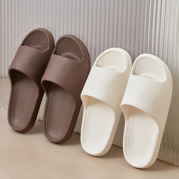 Mænd Sandaler Flip Flops Kvinder Tøfler Solid Farve Enkel Icke-Slipp Super Bløde Slides Brusebad Tøfler Til Mænd Udendørs Cot Uple Sko A-Brown 40-41