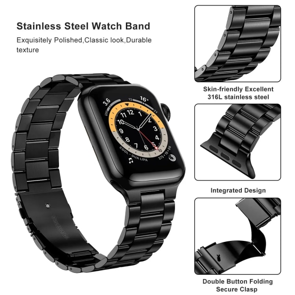 Armband i rostfritt stål för Apple Watch Band 49mm 45mm 41mm 40mm 44mm Metall correa Armband bälte iwatch series 7 6 5 SE 8 Ultra Silver tool 42mm 44mm 45mm 49mm