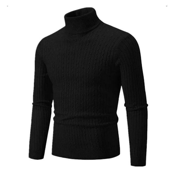 Efterår Vinter Turtlenkracka Pullovers Varm Fast Farve Mænds Trøje Slim Pullover Mænd Strikkede Trøjer Bundskjorte Yellow XL     61 to 66kg