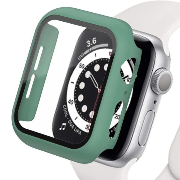 Karkaistu lasi Apple Watchille 9 8 41mm 45mm 42mm 38mm PC-puskuri Näytönsuoja Kotelo iWatch Sarja 7 6 5 4 SE 44mm 40mm Pine green 5 Series 9-7-8 45mm