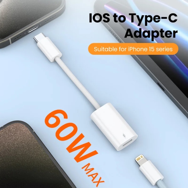 Laddare USB C d'origine för iPhone, 15 Pro Max, Samsung, Xiaomi, pluie, typ C, överföring, anslutning, tillbehör, 60W For Type c To ios