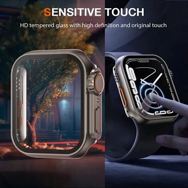 Härdat Glasöverdrag För Apple Watch Case 45Mm 41Mm 44Mm 40Mm 42Mm 38Mm Utseende Uppgradering Ultra I Bevakningsserie 8 7 Se 9 6 5 4 3. Black 44MM Series 4 5 6 SE