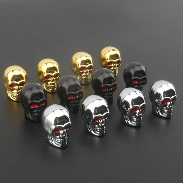 Skull Ventil Caps Abs Bilhjulproppar För Legering Hjul Däckventil Cap Auto Ventil Täckning Nipple Caps För Bilar Motorcyklar Cyker Black