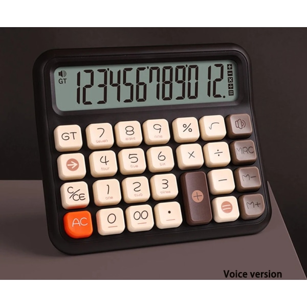 12-bitars kalkylator för stor skärm kontorsstudent civilförvaltning finansiell redovisning multifunktionellt mekaniskt tangentbord Kawaii Voice version E