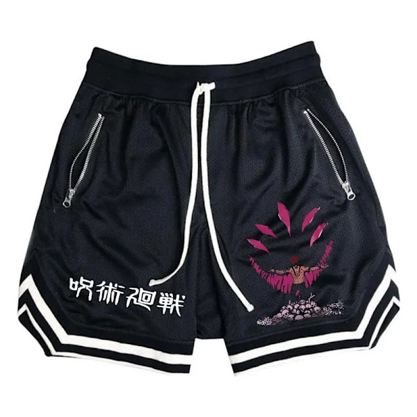 Basket Shorts Män Randiga Running Sport Gym Anime Jujutsu Kaisen Shorts Mesh Andas Fitness Träning Botten Mane ZHOUH053D XL