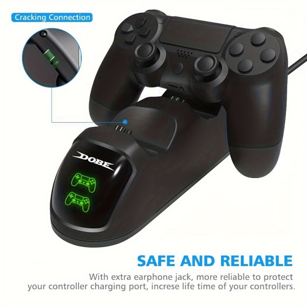 För PS4-kontroller Laddare Dockstation För Playstation 4 Slim Pro Handle Laddningsdocka med indikatorlampa Gamepad-laddare Black