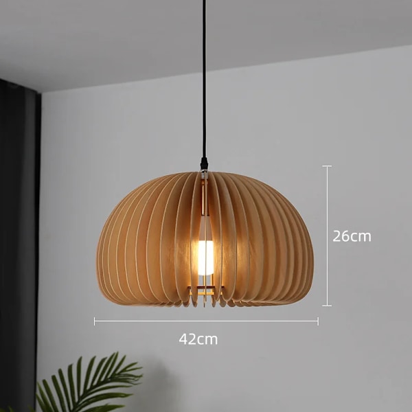 Wood Pumpkin birdc shades Pendant Light 1.2m Wire Adjustable E27 Creativity Wooden tiffany Chandelier Dining Room Bedroom dia 42cm