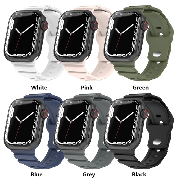 Silikon sportband för Apple Watch Ultra 49 mm 8 7 45 mm 41 mm gummiband som andas för IWatch Series 7 3 4 5 6 Se 40 mm 44 mm 42 green 42mm 44mm 45mm 49mm
