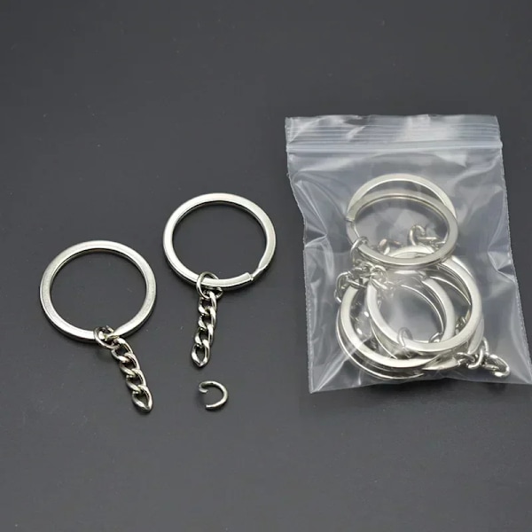 Forsølvet Metal Tom Nøglering Kæde Split Ring Keyfob Nøgleholder Ringe Smykker Fremstilling Resultater Til At Lave Nøglekæder Aca Fremstilling style B-100pcs