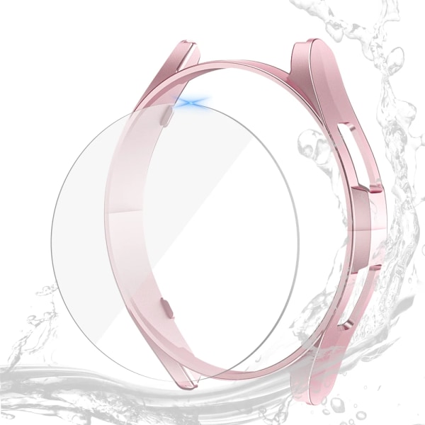 Glas+Fodral för Samsung Galaxy Watch 6/6 Classic Vattentätt PC Galaxy Watch 6/6 Classic 40/44/43/47mm Skydd+Skärmskydd Rose Gold Galaxy Watch 6 44mm