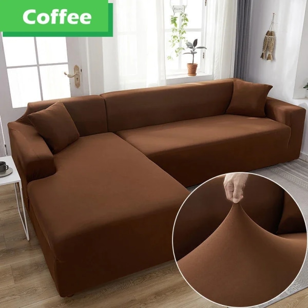 Elastiskt cover för vardagsrum 1/2/3/4 sits L-format cover Schäslong Cover för soffa Soffa Fåtölj Coffee 1 Seater 90-140cm