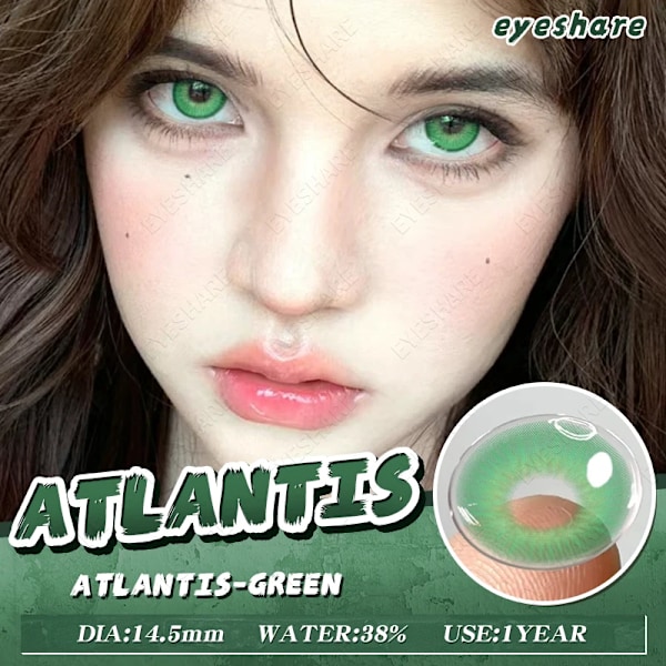 Eyeshare 1 par/2 stk. blå kontaktlinser til øjne grå linser øjenfarve cosplay grønne elever linse kosmetik kontaktlinser årlige ATLANTIS-GRAY 0