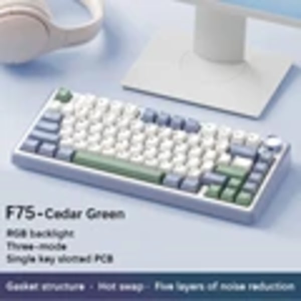 Aula F75 2,4G Trådløs / Blåatote / Trådløs Spil Mekanisk Tastatur Rgb Tilpasset 75% Layot Oem Profilpakningsstruktur Cedar Green Reaper axis