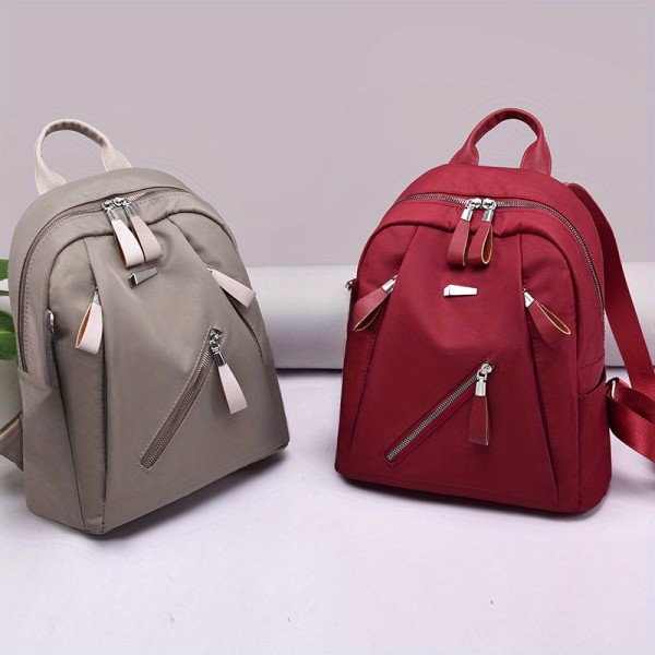 Mode enkel Oxford tyg ryggsäck, stor kapacitet Casual multi-purpose sportväska för utomhus camping resor Khaki