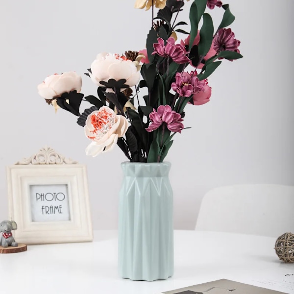 Plastik Blomst Moderne Vase Dekoration Hjem Nordisk Stil Vase Imitation Keramik Blomsterpotte Dekoration Vaser til Blomster style4 pink