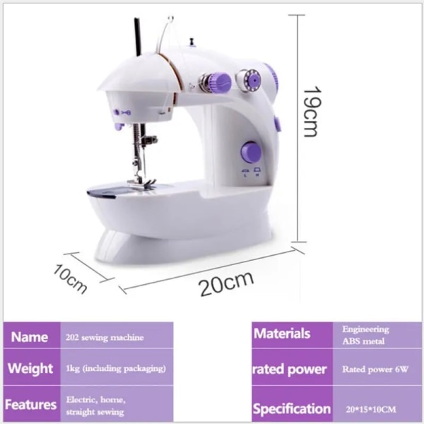 202 ménagers Mini Machines à coudre Machine à coudre à main avec la lumière Cutter pédale Portable Night Light Machine à coudre American standard