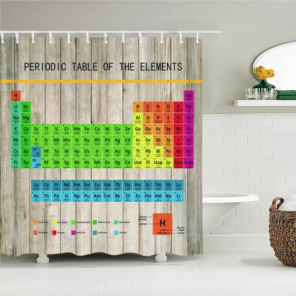 Eriodic Table of The Elements Duschdraperi Badrum Vattentätt tyg Tvättbart Badkar Skärm Dekor 240X180cm Duschdraperier 6650L W180xH180cm