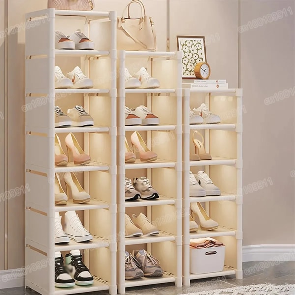 5/6/7/8 Stapelbart Skoskåp Utrymmesbesparande Sneaker Organizer för vägghörnskor Hylla Justerbar Skoskåp Skoförvaring 7 layer black width