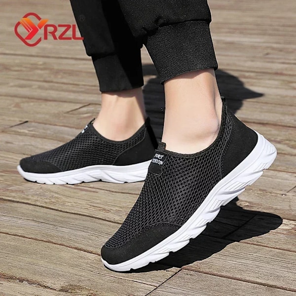 Yrzl Sneakers Mænd Sommer Casual Sko Mænd Mesh Åndbar Udendørs Icke Slip Sport Sko Slip På Loafers Til Mænd Piu Størrelse 38-46 Grey 43