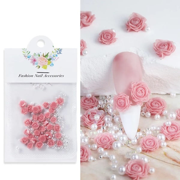 30 stk Kawaii Blomst 3D Neglekunst Charms Transparent Gelé Mini Blomster Rhinestone Dekoration DIY Designs Sommer Manicure Dele 30Pc-DHMG9