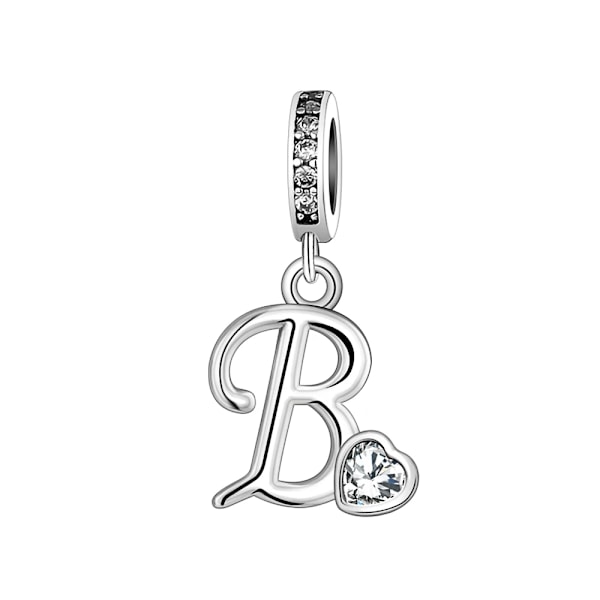 Ny 100% äkta 925 Sterling Silver Brev Alfabetet A-Z Berlock Pärlor Passar Original  Charms Armband Berlock Kvinnor DIY Smycken D049-B