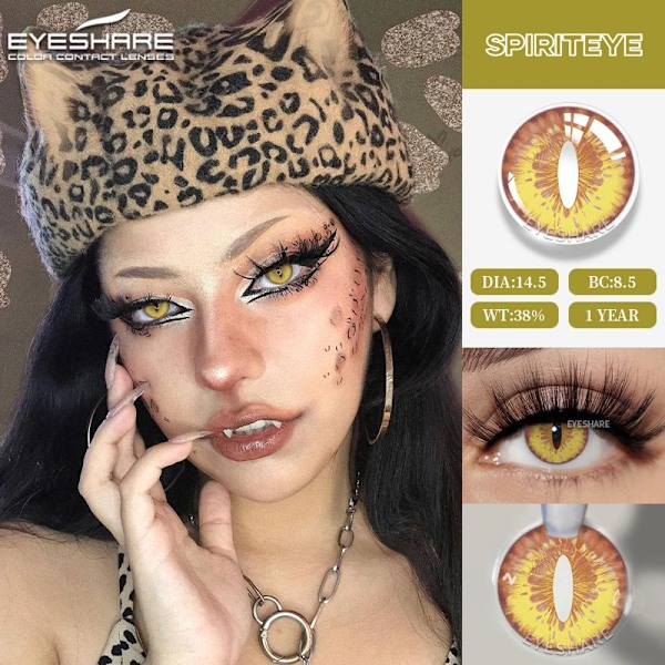 Eyeshare Cosplay Färg Kontaktlinser För Ögon 1Pair Halloween Linser Blue Eye Kontakter Svarta Linser Årligt Vita Ögonlins HD38-YELLOW 0