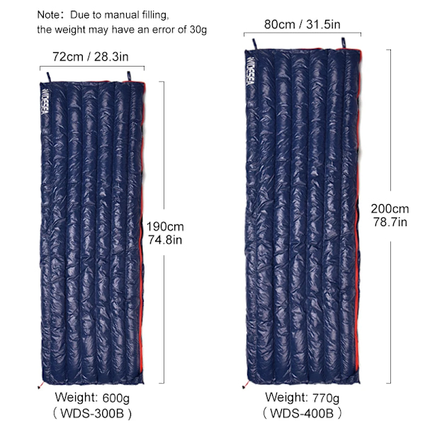 Widesea Camping Ultralight Sovepose Dun Vandtæt Lazy Bag Bærbar Opbevaring Kompression Slumber Bag Rejse Diverse Taske Blue400G