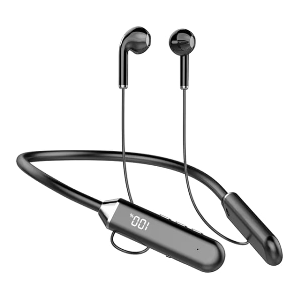 Magnetiska hörlurar med halsband Trådlösa Bluetooth 5.2-hörlurar LED-skärm Headset Sport Noise Cancel hörlurar med mikrofon G09 Black
