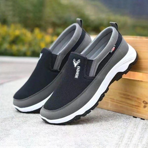 Loafers Mænd Sneakers Mesh Åndbar Non-Slip Slip På Vulkaniserede Sko Blødt Solid Farve Komfortabel Vand Bekvemme Sko Zapatos Gray 41