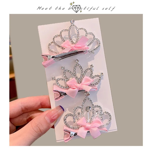 3D Crown Hårnål Barnhuvudbonad Baby Girl Princess Hårnål Hårklämma Tillbehör Små flickor Rhinestone 11 Barrettes