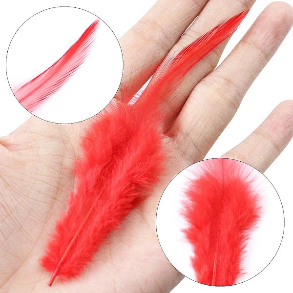 50 stk./pose Roosterfjer 3-5 tommer til håndværk Grizzly Rooster Saddel Fluestikning Fjer Smykker Dreamcather Ørestik Accessory rose red 50pcs