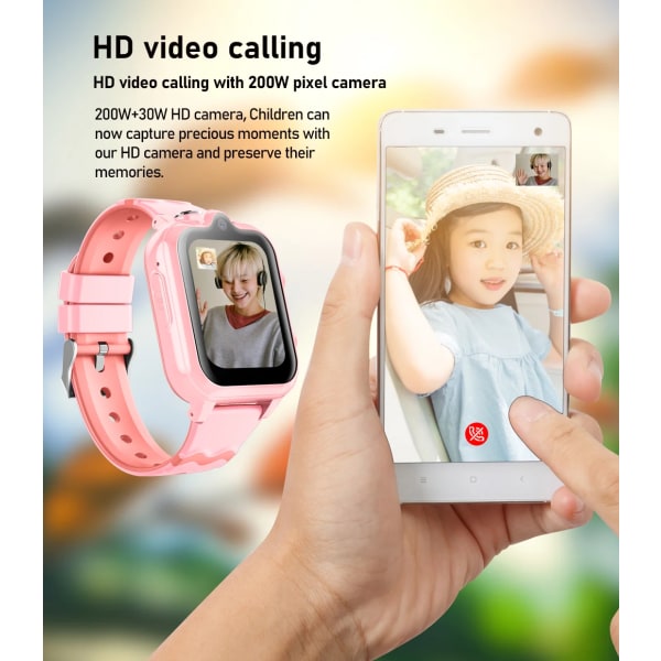 Kids Smart Watch D35 1G+8G Vattentät Dubbla Kameror Bluetooth Musik WhatsApp Videosamtal SOS Ring Android GPS Smartwatch med sim Pink2 Asian version