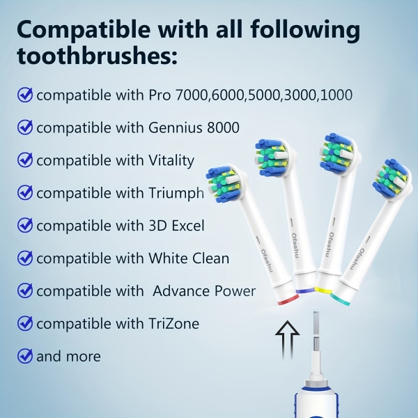12st ersättningstandborsthuvuden, professionella elektriska tandborsthuvuden, 7000/ Pro 1000/9600/ 5000/3000/8000 White