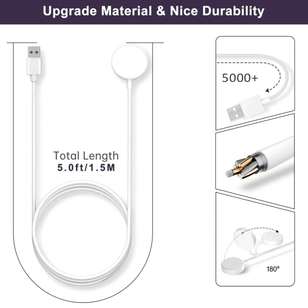 Snabbladdare för Apple Watch USB C trådlös laddare för iWatch Series 9 8 7 SE 6 5 4 3 2 1 Magnetiska snabbladdningstillbehör tyepc