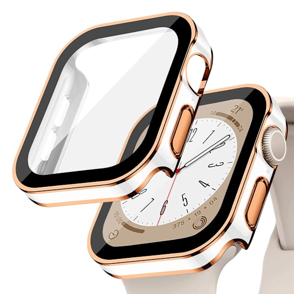 Glas Överdrag För Apple Klocka Case 45Mm 41Mm 44Mm 40Mm 42Mm 38Mm Tillbehör Härdat Skärm Skärm Iwatch-Serien 7 8 9 Se 6 5. white rose 40mm Series 4 5 6 SE