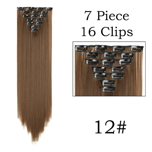 22Inchs 16 Clips I Hår Extensions Lång Rak Frisyr Syntetisk Blond Svart Frisyr Värme Resistenta Falskt Hår 12 24inches