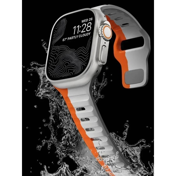 Mjuk silikonrem för Apple Watch Band Ultra 2 49mm 44mm 45mm 42mm 41mm 42mm sporturband iwatch Serise 5 6 7 8 9 armband starlight orange 42mm 44mm 45mm 49mm