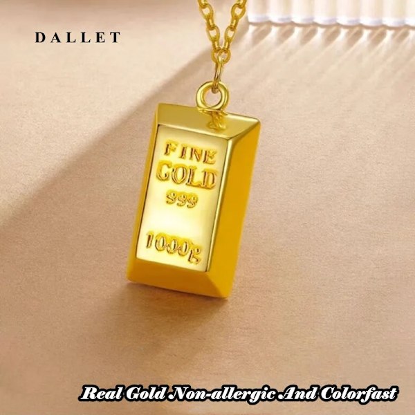 DALLET 999 rent guld damhalsband 24k guld tegelhänge förlovningspresent bröllop  mode lyx smycken gratis frakt S925 Necklace