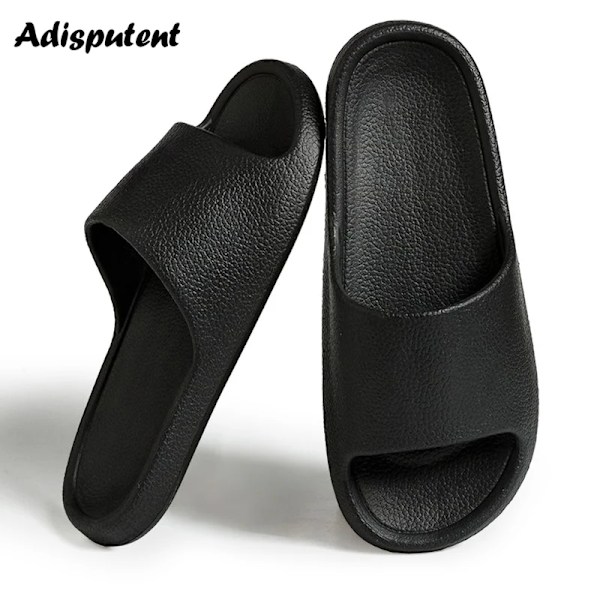 Miesten Sandaalit Flip Flops Miehet Tossut Yksivärinen Yksinkertainen Ei-Liukastava Pehmeä Sielu Slides Suihku Tossut Ulkona Fli Flops Pariskor A Black 44-45