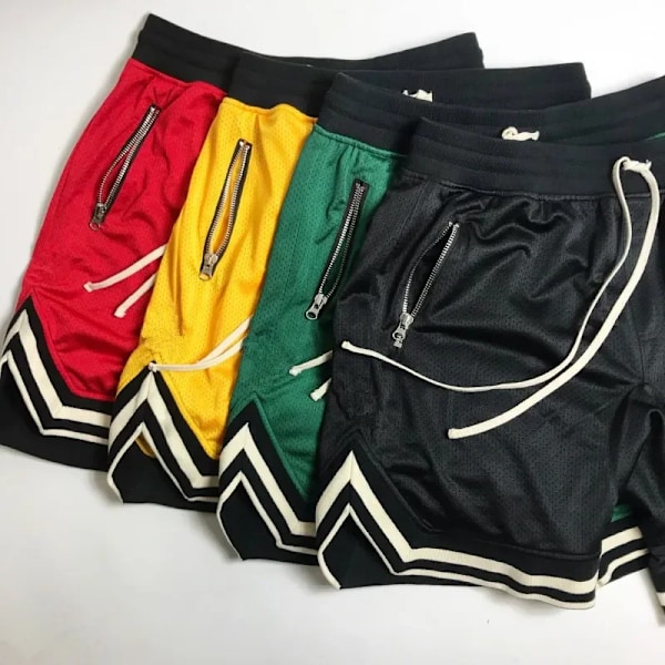 Gym Mesh Running Shorts Män Snabb Torr Lös Sport Basket Fotboll Träning Träning Fitness Sportswear Sommar Andas Mane green M