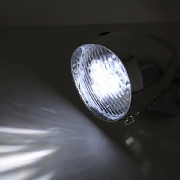 Med beslag forlygte klassisk design klassisk cykel forlygte natkørsel trendy abs plastskal retro led-lampe 7 X 7 X 7  Silver