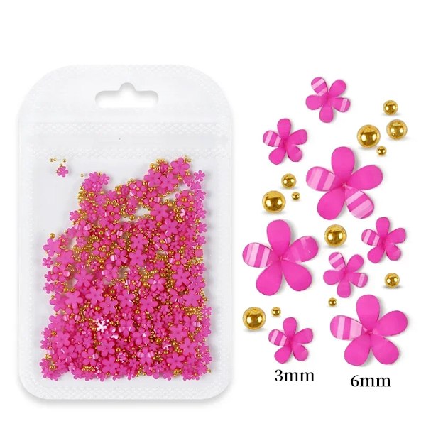 30 stk Kawaii Blomst 3D Neglekunst Charms Transparent Gelé Mini Blomster Rhinestone Dekoration DIY Designs Sommer Manicure Dele D-BH24