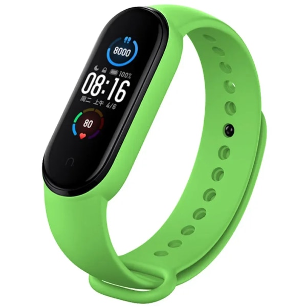 Watch för Xiaomi Mi Band 7 6 5 4 3 Armband Silikonarmband Handledsremmar MiBand 3/4 band5 band6 Smartwatch Tillbehör Green 15 Mi band 5 6 7