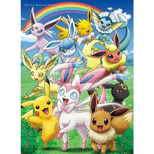 5D Anime Fairy Dust Harts Diamond painting DIY Pikachu Cartoons Figurmönster Heminredning Broderi Murverk Korsstygn 4 FD Resin 60x80