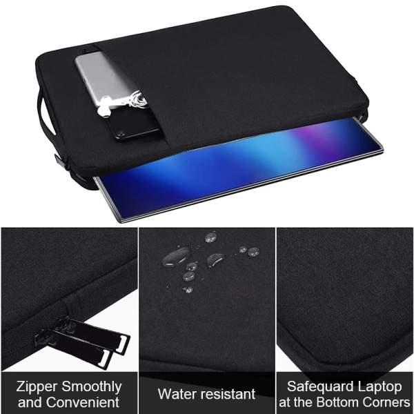 Laptopfodral Case 13, 13,3, 14, 15, 15,6 15,4 tum för Macbook Pro Air Vattentätt Notebook- cover Lenovo ASUS Huawei-väska Black For 14-15.4 Inch