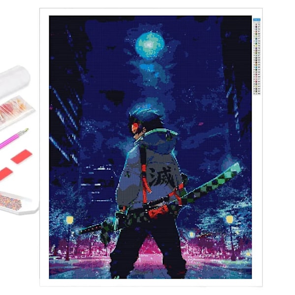 5D Diamantmålning Ny Demon Slayer Full Diamond Broderi Anime Karaktär Mosaik Bild DIY Strass Konst Heminredning A round  20x25cm