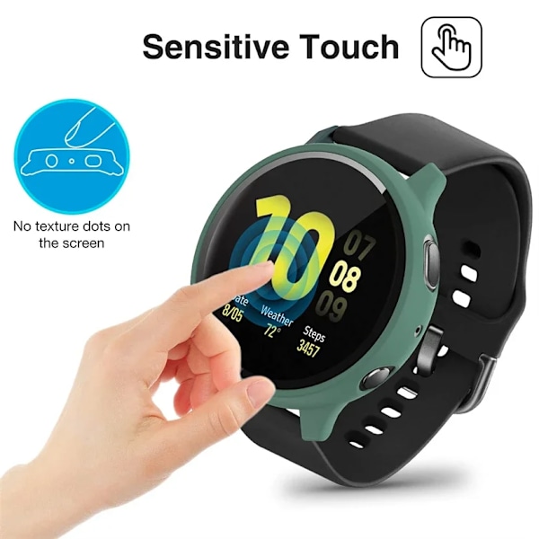 Härdat Glas + Fodral för Samsung Galaxy Watch Active 2 44mm 40mm Fullt Skydd Bumper Fodral Skyddande Omslag Skärmskydd red Active 2 44mm